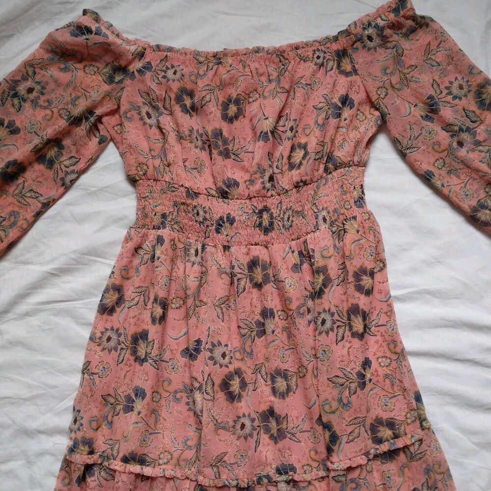 Patrons of Peace Dress Gypsy Floral Boho Peasant Pink Blue Womens Large - Picture 14 of 14